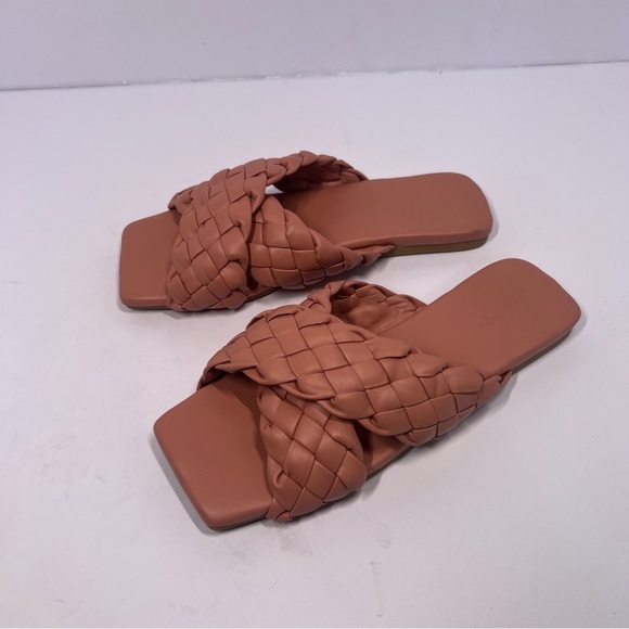 Open Edit Sandals Womens Size 7.5M Pink Crisscross Square Toe Braided Slip On - Picture 3 of 7